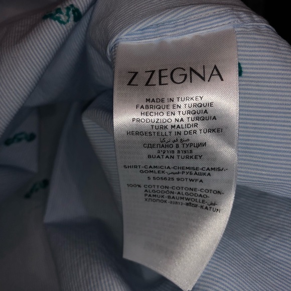 Z ZEGNA Tennis Stripe Slim Fit Blue Shirt Size XL